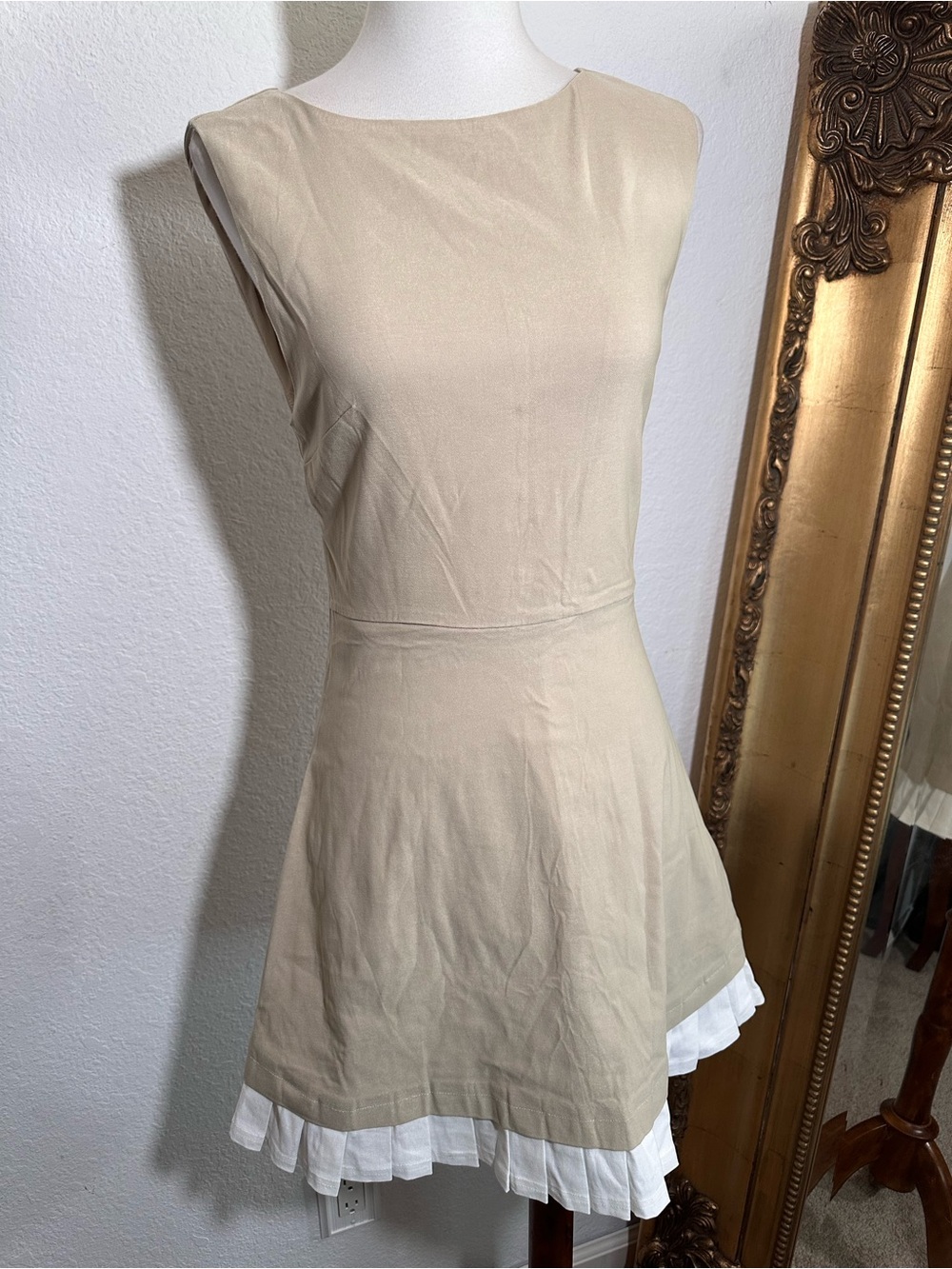 New Blu Pepper For Rihoas Apricot Splicing Pleated Mini Dress Size Medium - Picture 5 of 10